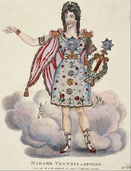 Tinsel print of Madame Vestris as Apollo