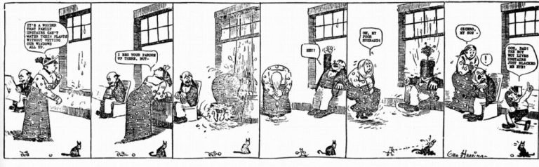 A still unnamed Krazy Kat is pelted by a mouse on July 26, 1910